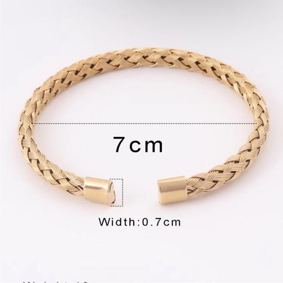 Julieta Gold Braided Bracelet Gold Cuff Bangle - Picture 3 of 5